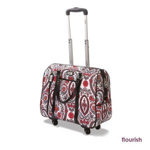 Gigi Hill 'The Rolling Audrey' Carry-on Tote Red 'Flourish' Pattern